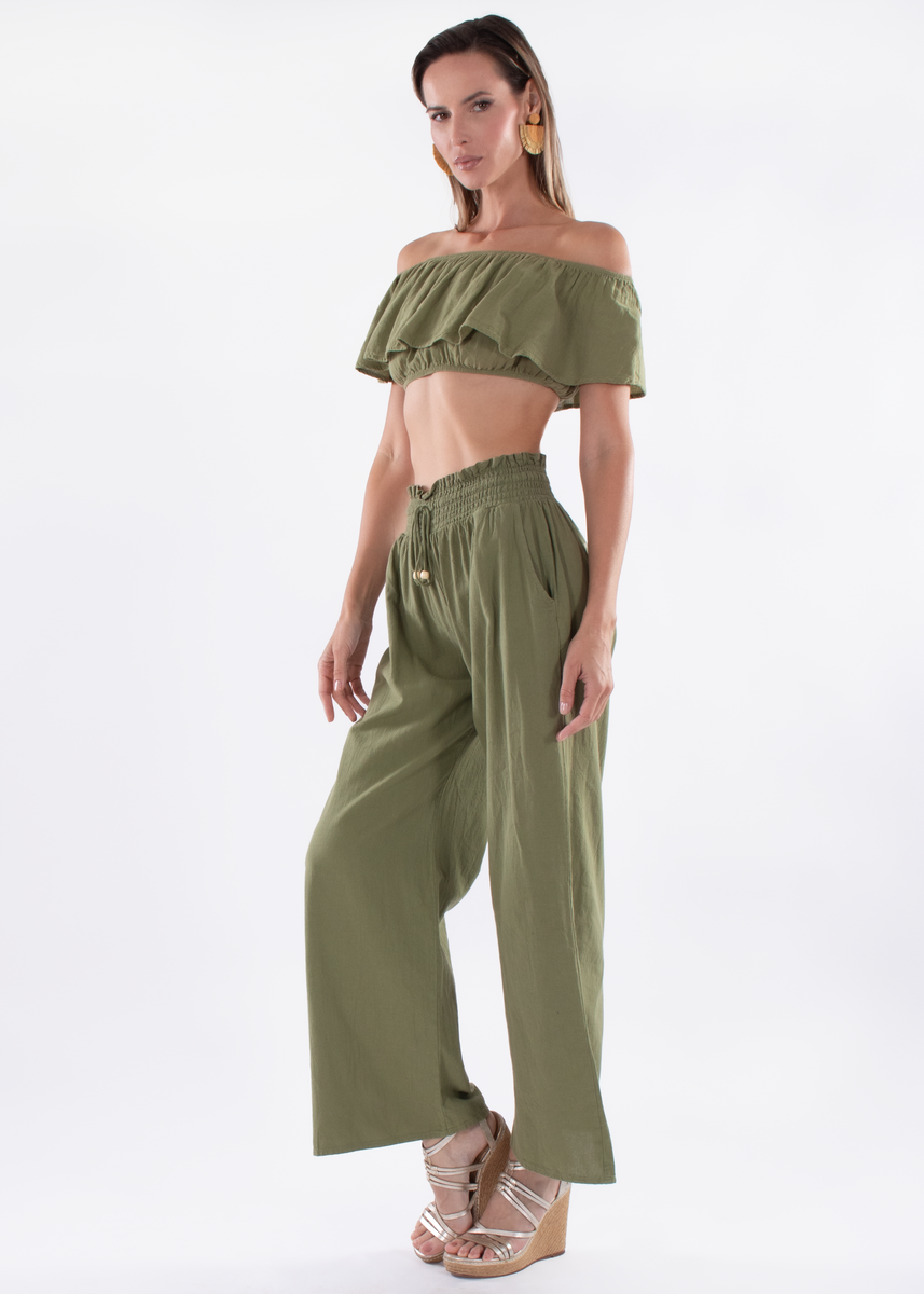 Mikayla' Front Split Flare Pants - Seaspice Resort Wear