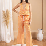 'Althea' Striped Drawstring Pants