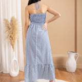 'Sereia' Striped Maxi Dress