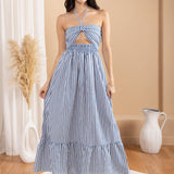 'Sereia' Striped Maxi Dress