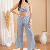 'Althea' Striped Drawstring Pants