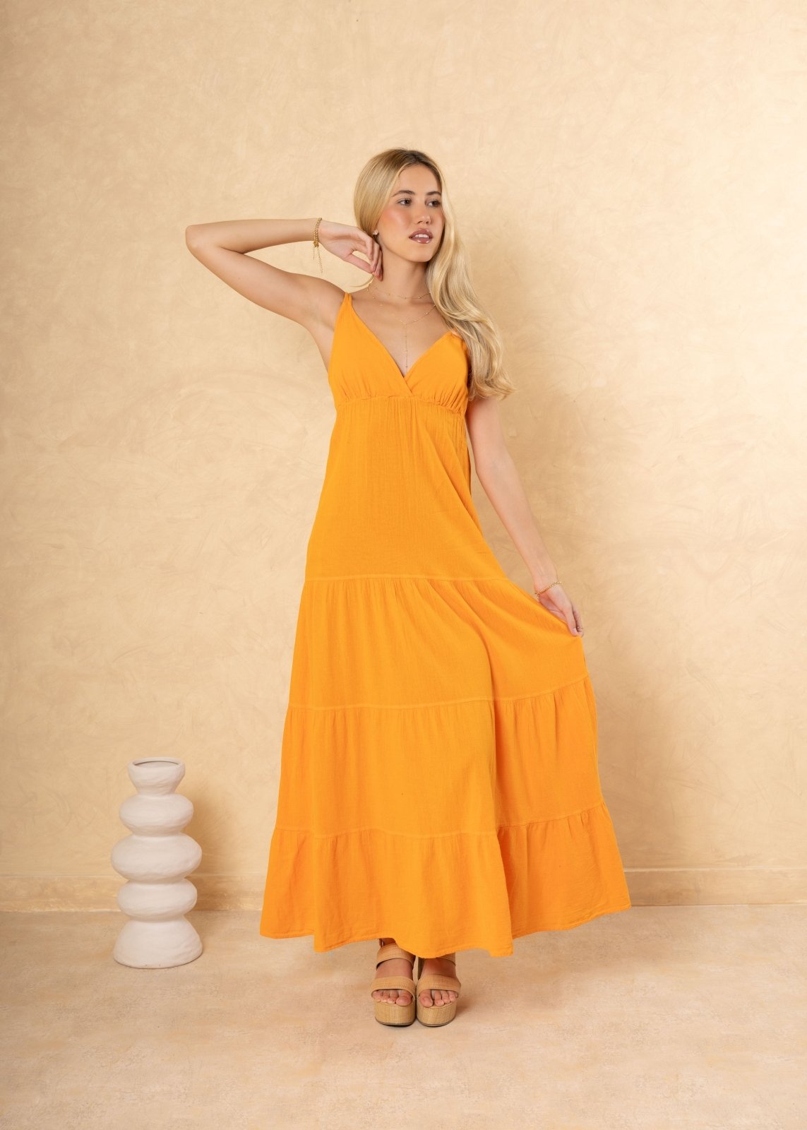 'Samantha' Maxi Dress Baby Beige - Seaspice Resort Wear Orange / XL 'Samantha' Maxi Dress Baby Beige - Seaspice Resort Wear Orange / XL