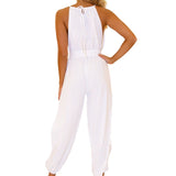 'Alexandra' Side Cut Jumpsuit White - Seaspice Resort Wear
