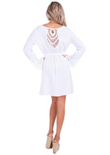 'Ariana' Bell Sleeves Boho Dress White - Seaspice Resort Wear