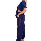Chloe' Side Crochet Joggers Navy - Seaspice Resort Wear