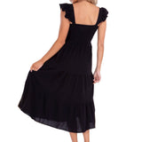 'Christina' Ruffle Sleeve Dress Black - Seaspice Resort Wear