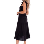'Christina' Ruffle Sleeve Dress Black - Seaspice Resort Wear
