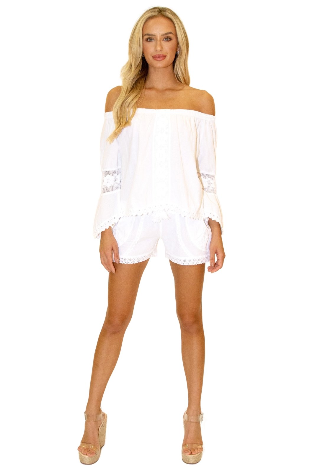 100% Cotton 'Daisy' Off Shoulder Top White