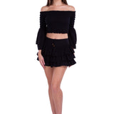 Lana' Shirred Bell Sleeve Top Black - Seaspice Resort Wear