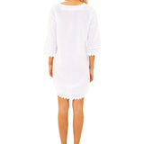 'Leah' Crochet Trim Tunic Cover-Up White - Seaspice Resort Wear
