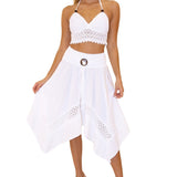 'Melody' Flowy Skirt White - Seaspice Resort Wear