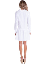 'Mimi' Drop Waist Shirt Dress White - Seaspice Resort Wear