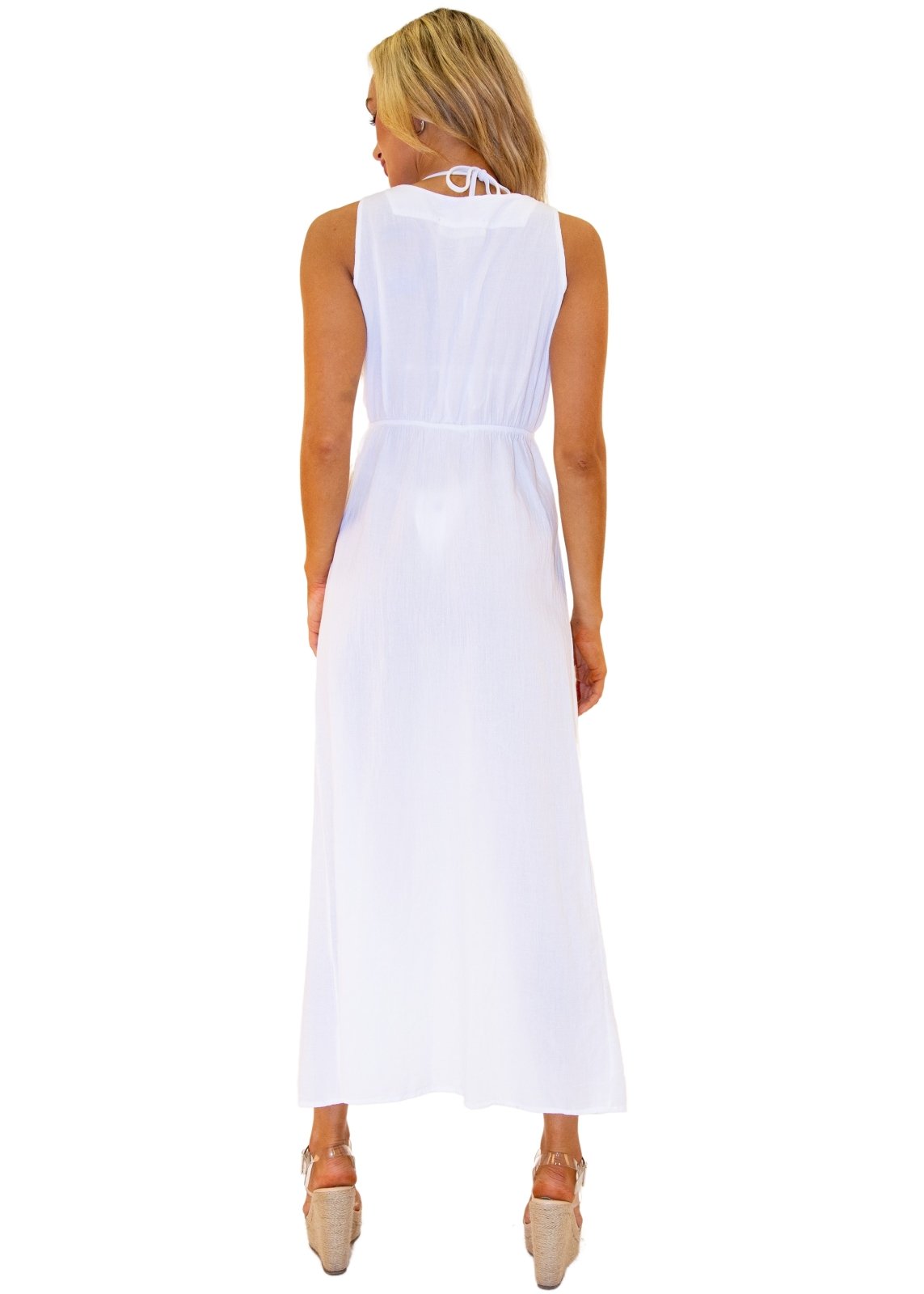 'Mischa' Double Split Cover-Up White - Seaspice Resort Wear