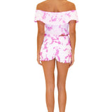 100% Cotton 'Polly' Tiered Crochet Skort Tie Dye Pink - Seaspice Resort Wear