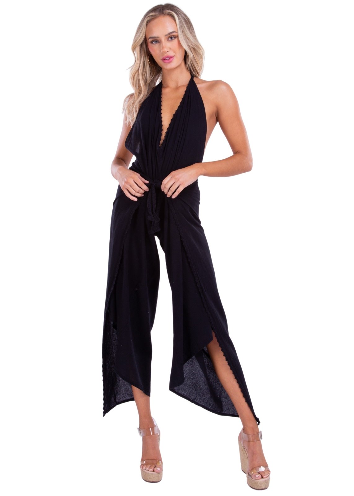 'Theia' Multiway Wrap Pants Black - Seaspice Resort Wear