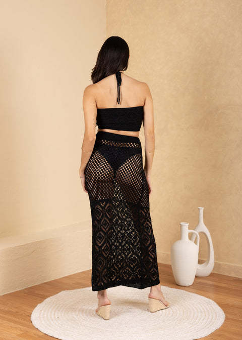 'Zaya' Crochet Mesh Maxi Skirt