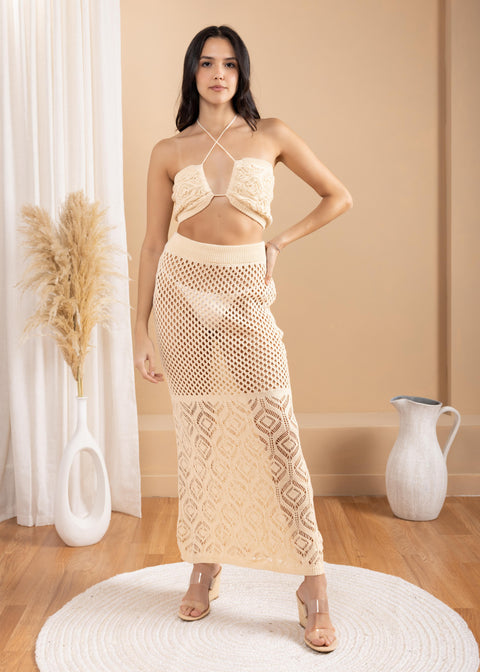 'Zaya' Crochet Mesh Maxi Skirt