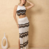 'Luna' Crochet Chevron Halter Top