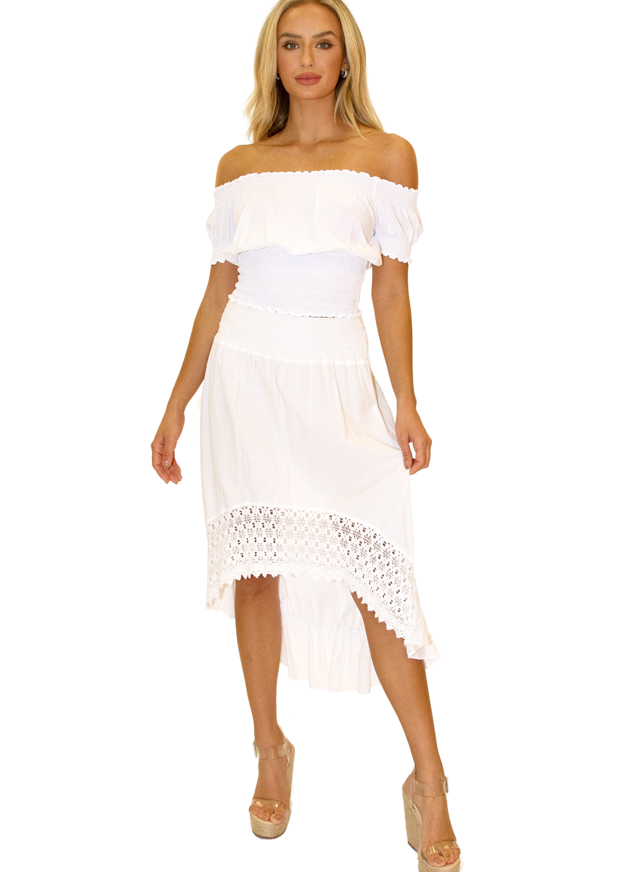 'Delilah' Shirred Off Shoulder Top