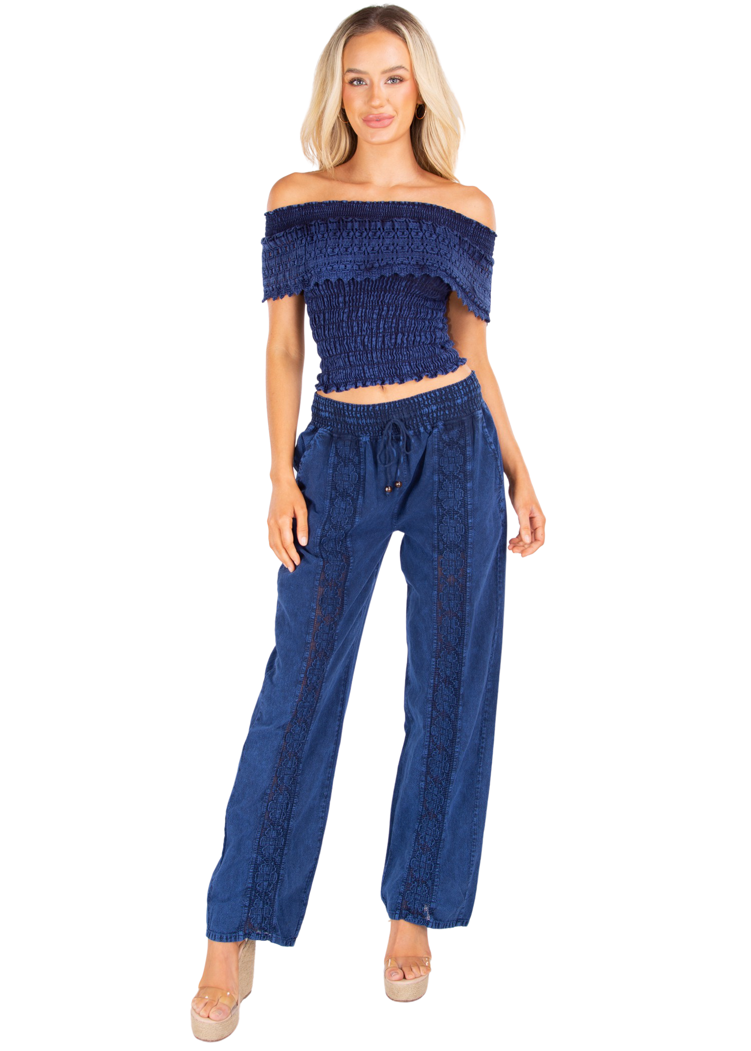 'Magnolia' Crochet Front Detail Pants
