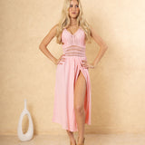 'Arabella' Panel High Split Maxi Dress