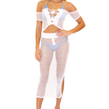 'Kylie' Cotton Mesh Crop Top