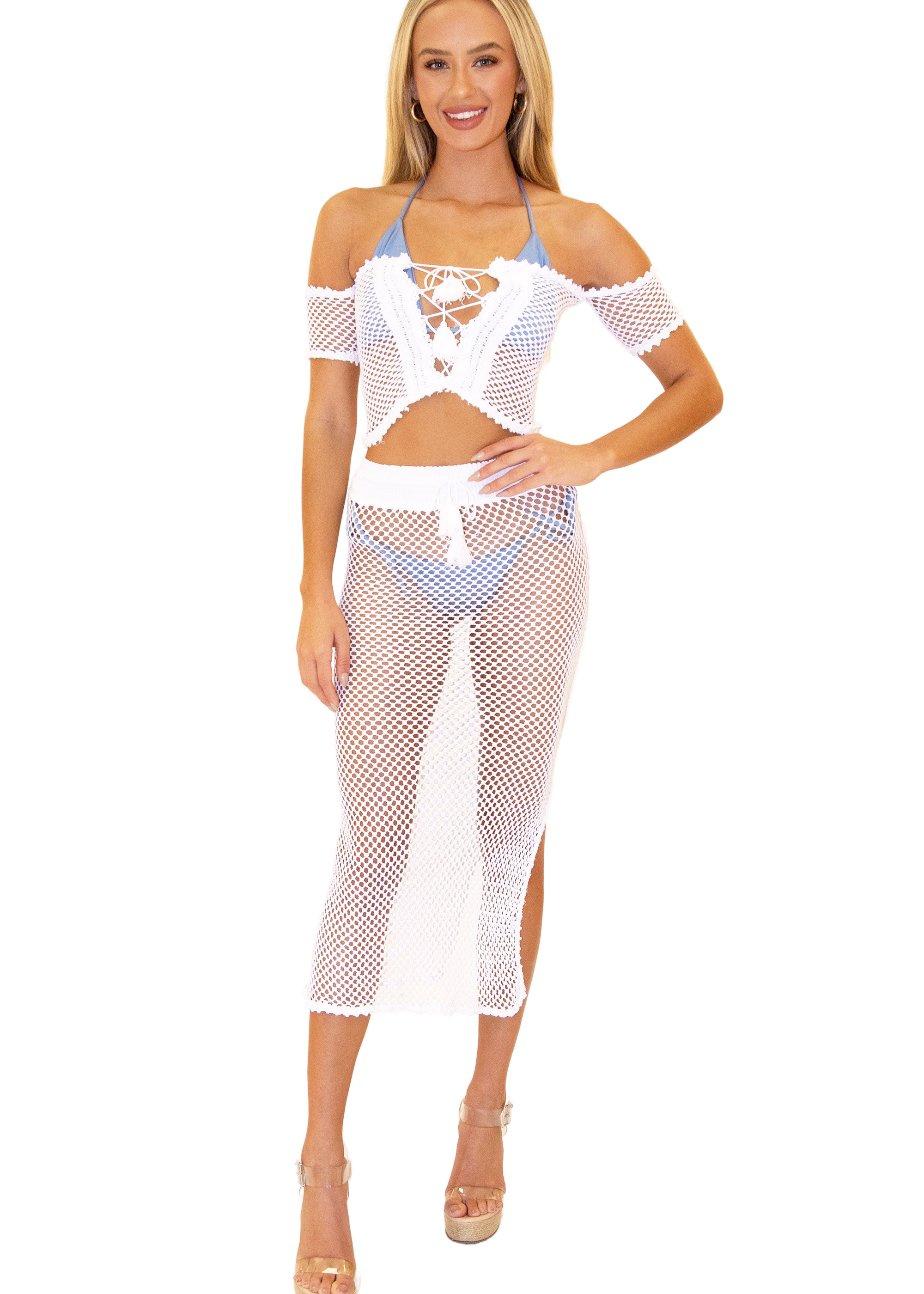 'Kylie' Cotton Mesh Crop Top