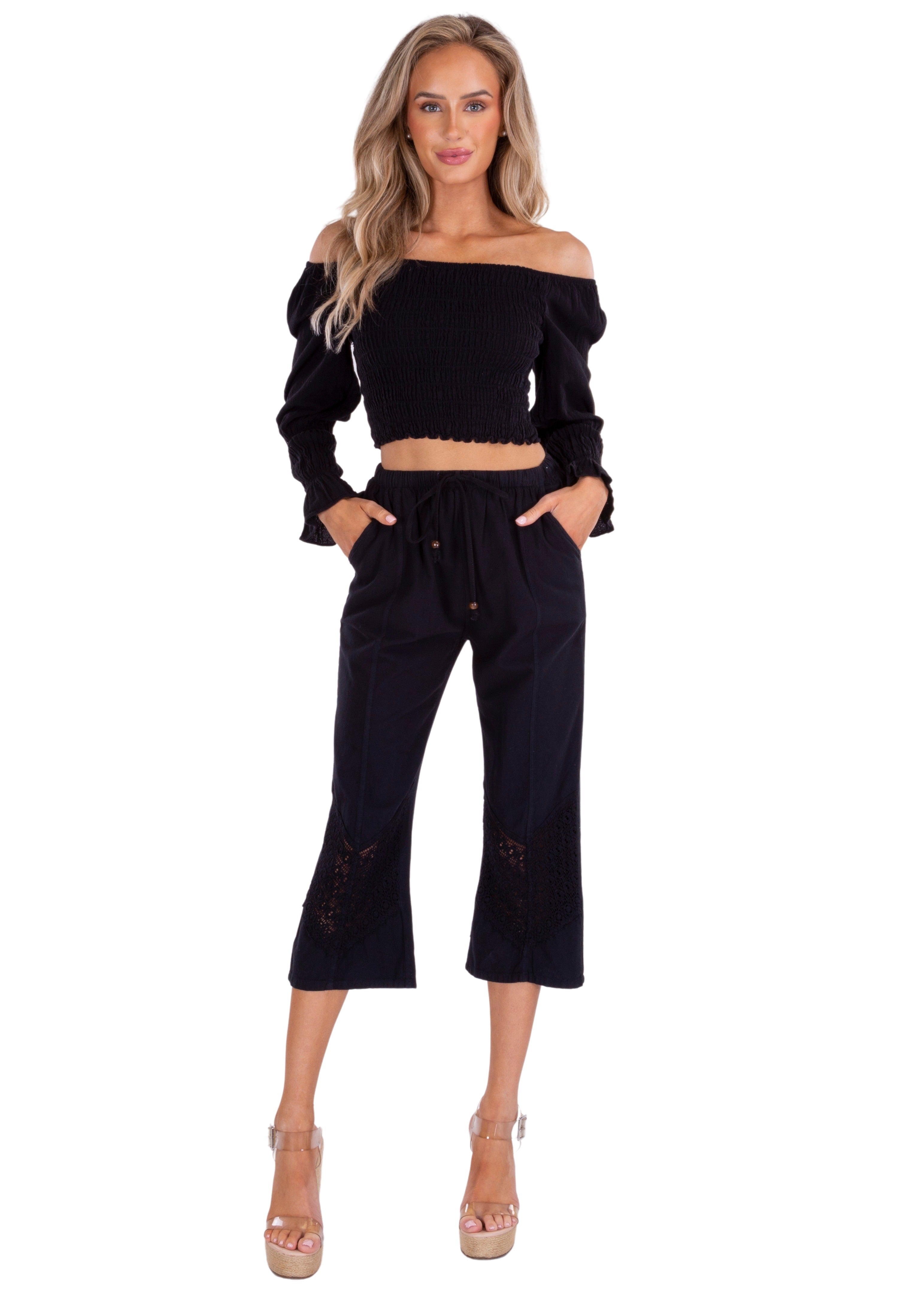 'Belle' Shirred Long Sleeve Top