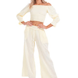 'Belle' Shirred Long Sleeve Top