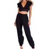 'Rachel' Crochet Hem Ruffle Top