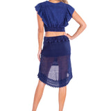 'Rachel' Crochet Hem Ruffle Top