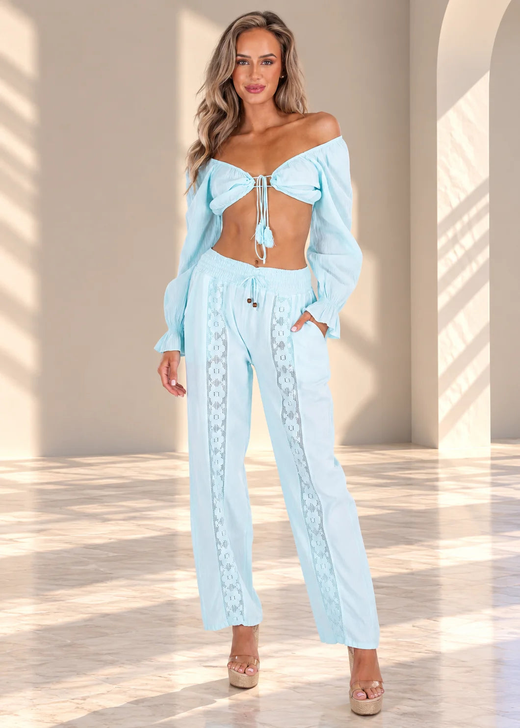 'Magnolia' Crochet Front Detail Pants