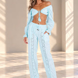 'Magnolia' Crochet Front Detail Pants