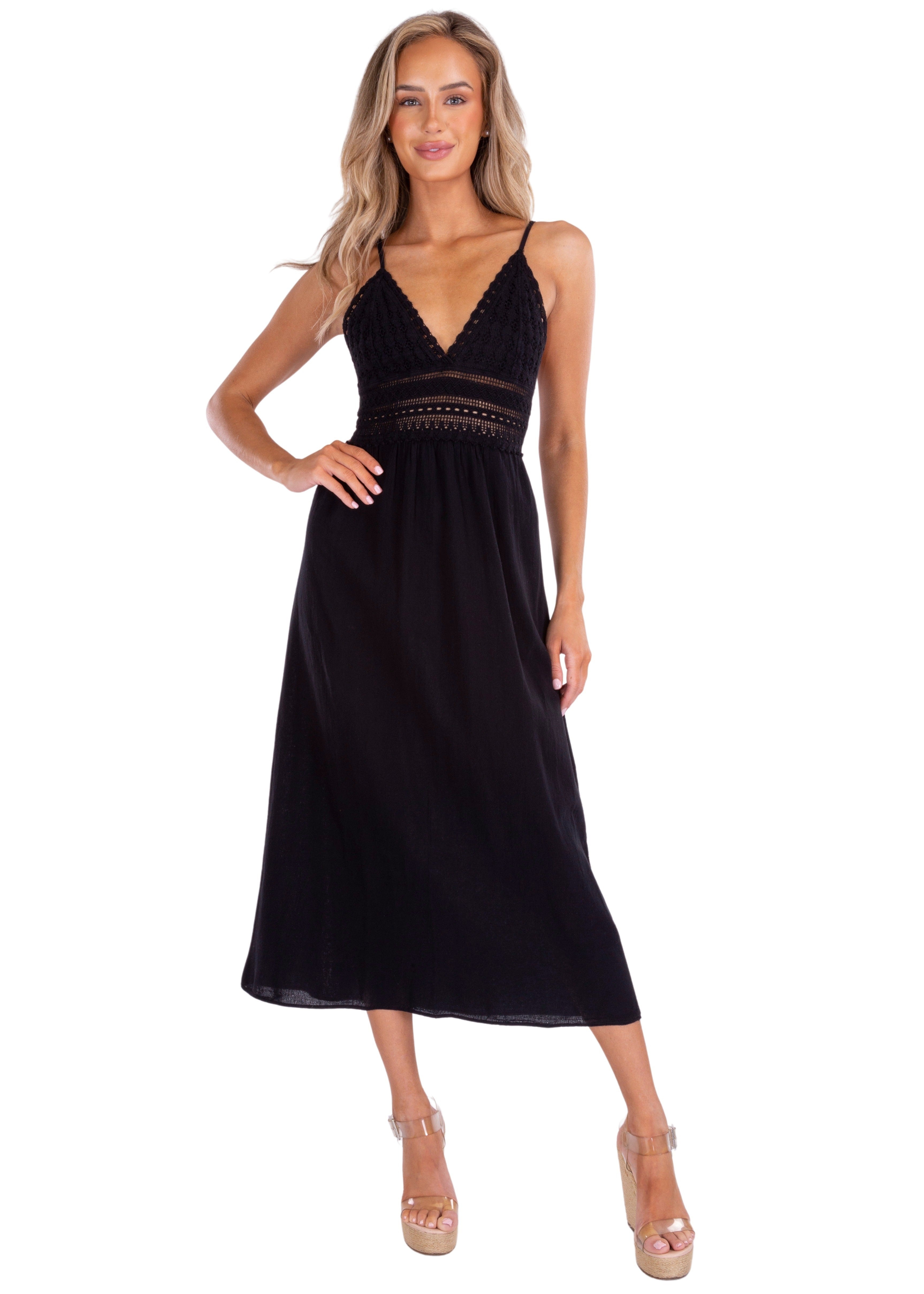 'Aisha' Tie-Back Midi Dress