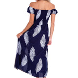 'Catalina' Off Shoulder Palm Print Maxi Dress