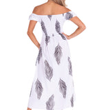 'Catalina' Off Shoulder Palm Print Maxi Dress