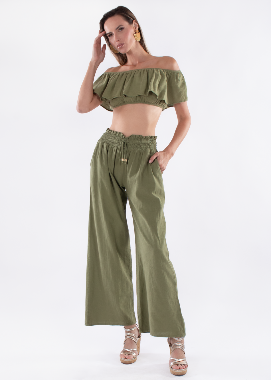 Wide leg sales paperbag waist pants