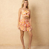 'Sol' Print Ruffle Mini Skirt