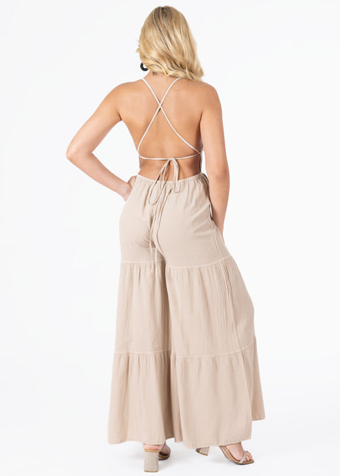 'Clare' Backless Halter Jumpsuit