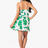 'Annie' Print Green Cotton Mini Dress
