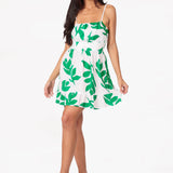 'Annie' Print Green Cotton Mini Dress