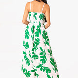 'Milani' Print Green Cotton Maxi Dress