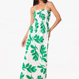 'Milani' Print Green Cotton Maxi Dress