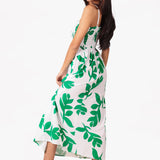'Milani' Print Green Cotton Maxi Dress