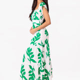 'Talia' Print Green Cotton Maxi Dress