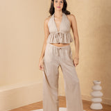 'Alaina' Tie Front Ruffle Top