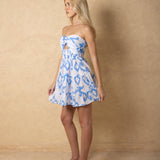 'Giselle' Strapless Twist-Front Cutout Print Mini Dress