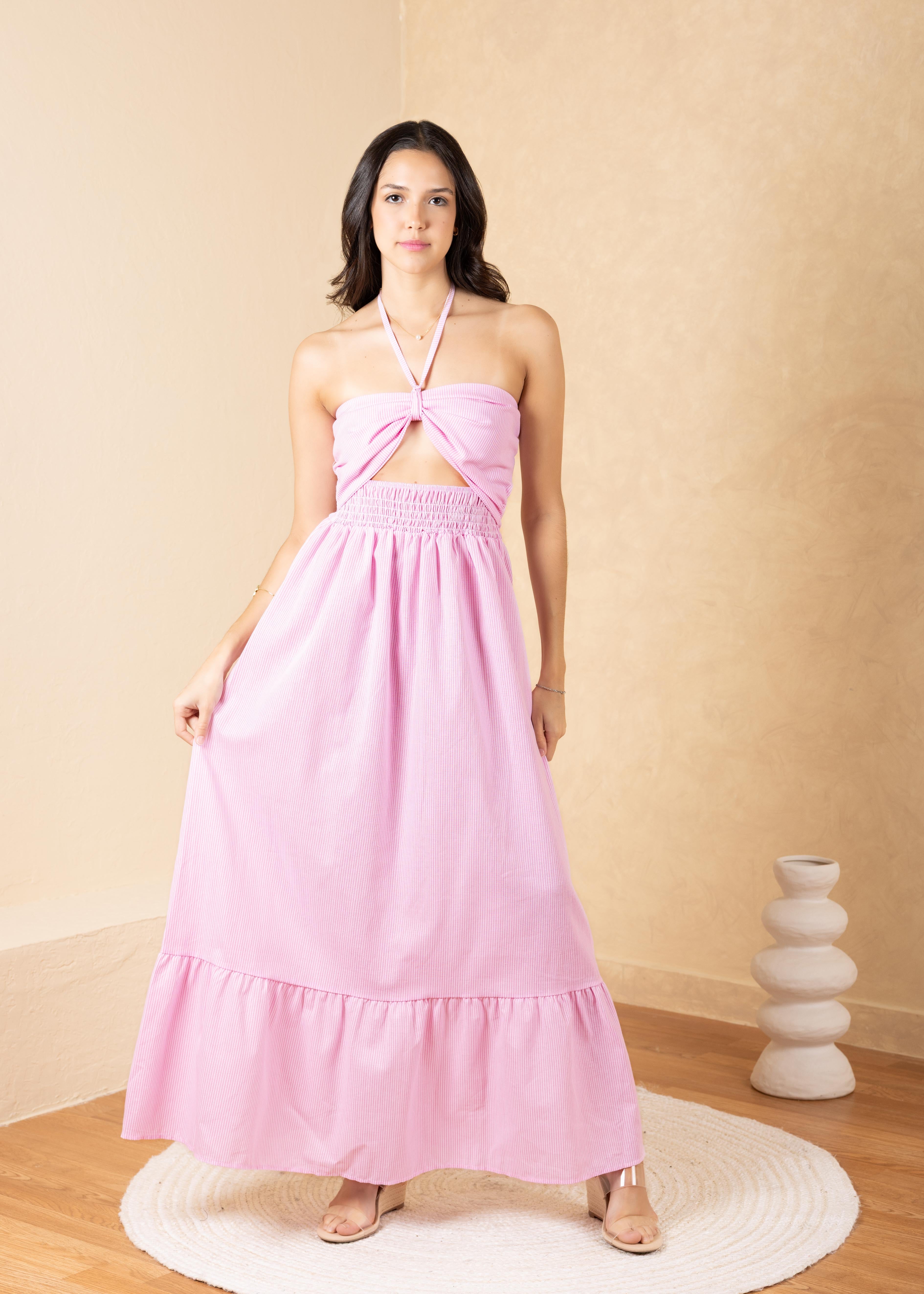 'Sereia' Striped Maxi Dress
