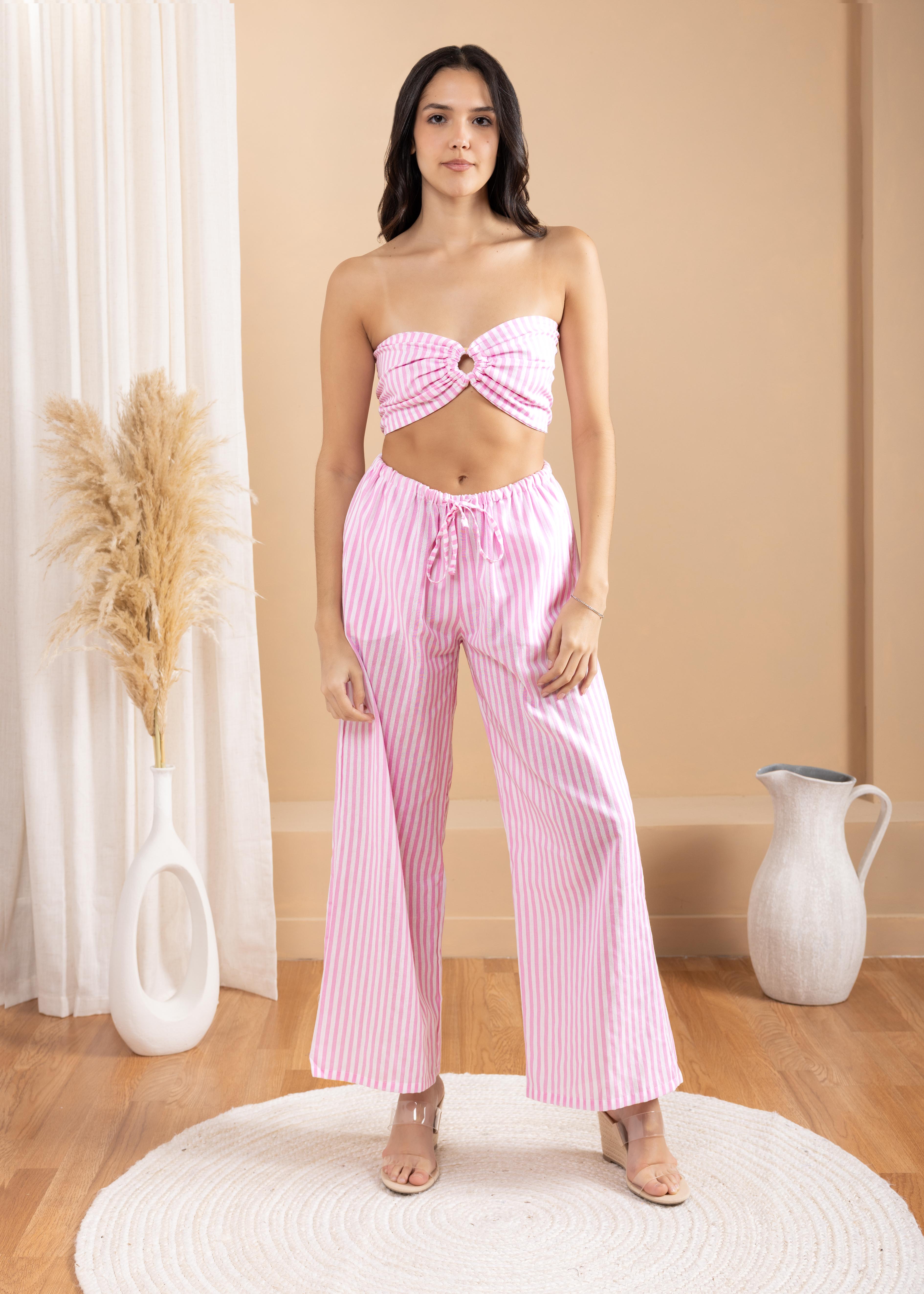 'Althea' Striped Drawstring Pants