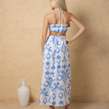 'Flavia' Halter Cutout Print Maxi Dress